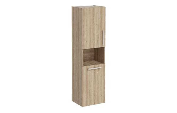 VitrA Root Flat 40cm 2 Door Semi-Tall Unit w/Laundry Basket (LH Hinge) - Natural Oak