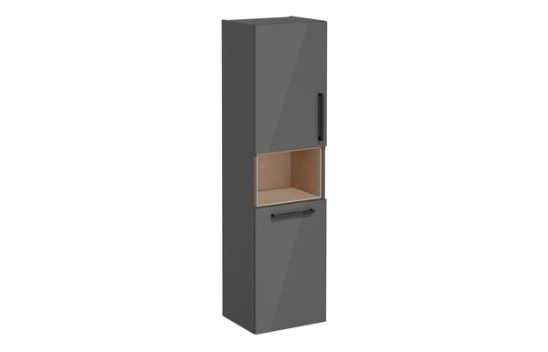 VitrA Root Flat 40cm 2 Door Semi-Tall Unit w/Laundry Basket (LH Hinge) - Anthracite High Gloss