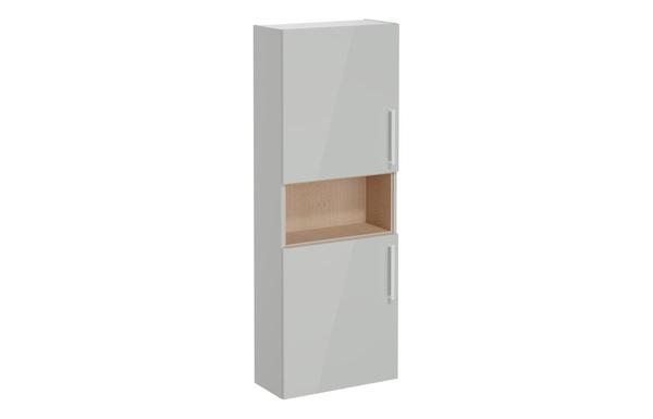 VitrA Root Flat 55cm 2 Door Semi-Tall Unit (LH Hinge) - Shiny Pearl Grey