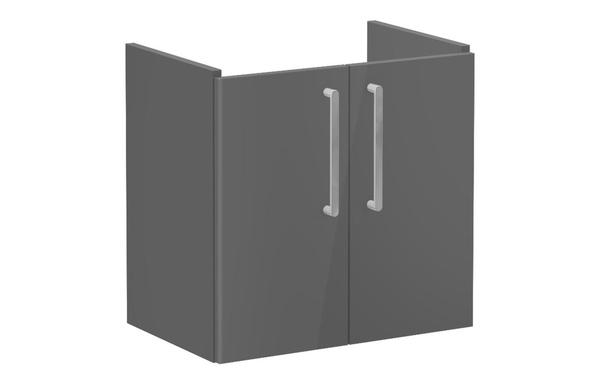 VitrA Root Flat 60cm 2 Door Wall Hung Slim Washbasin Unit - Anthracite High Gloss