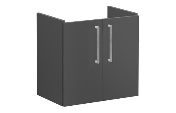 VitrA Root Flat 60cm 2 Door Wall Hung Slim Washbasin Unit - Matt Storm Grey