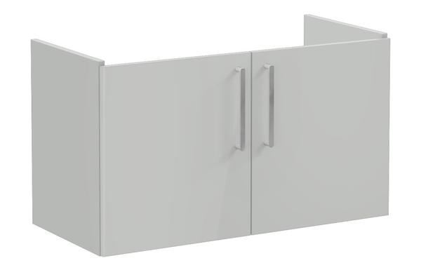 VitrA Root Flat 100cm 2 Door Washbasin Unit - Shiny Pearl Grey