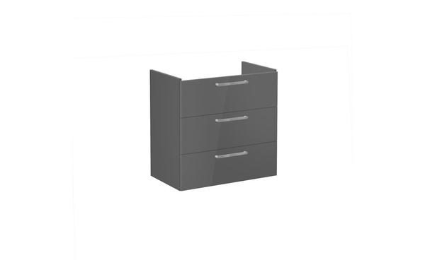 VitrA Root Flat 80cm 3 Drawer Washbasin Unit - Anthracite High Gloss