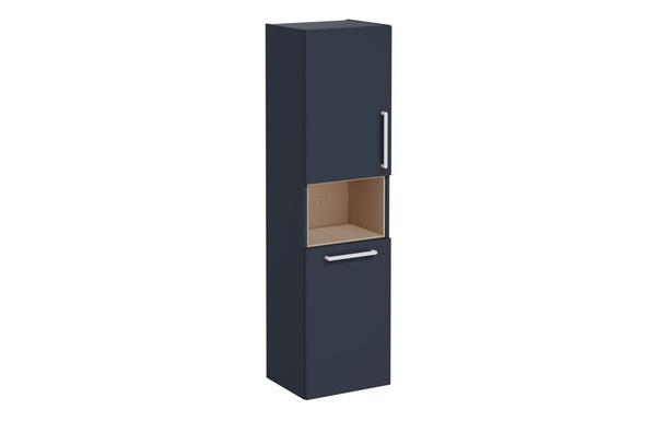 VitrA Root Flat 40cm 2 Door Semi-Tall Unit w/Laundry Basket (LH Hinge) - Matt Dark Blue