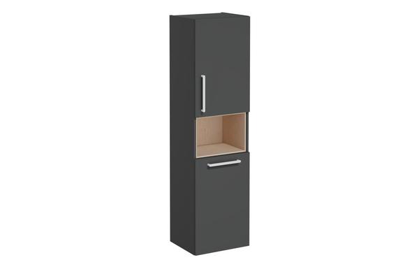 VitrA Root Flat 40cm 2 Door Semi-Tall Unit w/Laundry Basket (RH Hinge) - Matt Storm Grey