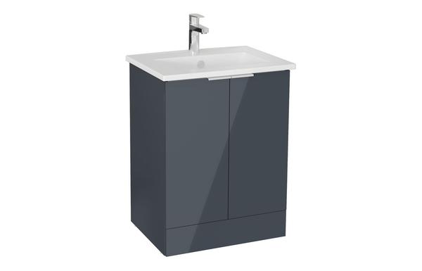 VitrA S20 Square 60cm 2 Door Floor Standing Basin Unit - High Gloss Anthracite