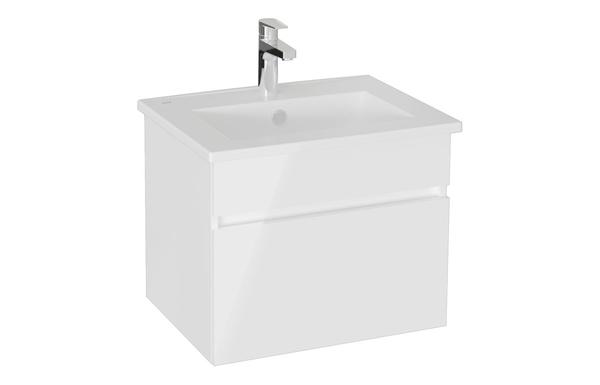 VitrA S20 Square 60cm 1 Drawer Wall Hung Basin Unit - High Gloss White