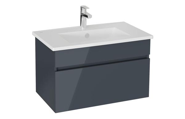 VitrA S20 Square 80cm 1 Drawer Wall Hung Basin Unit - High Gloss Anthracite