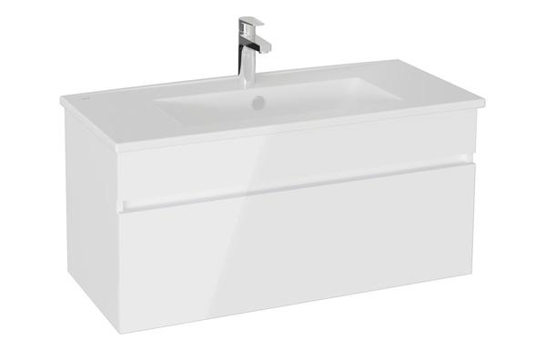 VitrA S20 Square 100cm 1 Drawer Wall Hung Basin Unit - High Gloss White