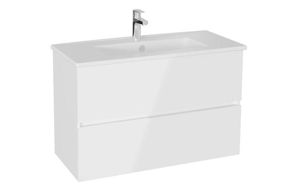 VitrA S20 Square 100cm 2 Drawer Wall Hung Basin Unit - High Gloss White