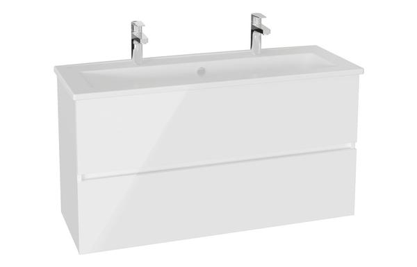 VitrA S20 Square 120cm 2 Drawer Wall Hung Basin Unit - High Gloss White