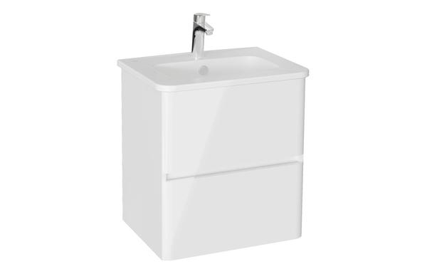 VitrA S20 Round 60cm 2 Drawer Wall Hung Basin Unit - High Gloss White