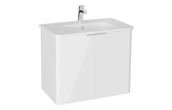 VitrA S20 Round 80cm 2 Drawer Floor Standing Basin Unit - High Gloss White