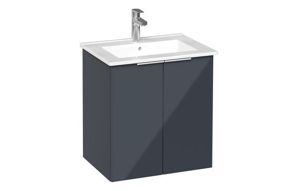 VitrA S20 Square 60cm 2 Door Wall Hung Basin Unit - High Gloss Anthracite