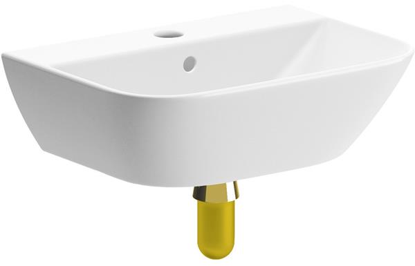 Nicey 450x320mm 1TH Cloakroom Basin & Brushed Brass Bottle Trap