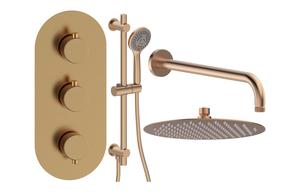 Aura Round Shower Valve & Kit Pack 3 - Brushed Bronze