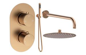 Aura Round Shower Valve & Kit Pack 4 - Brushed Bronze