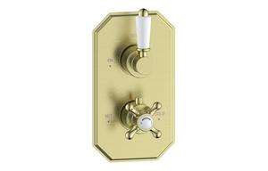 Sapira Traditional Lever Thermostatic Single Outlet Shower Valve - Brushed Brass