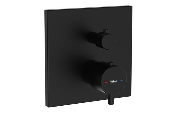 VitrA Root Square Integrated Thermostatic 2-Way Shower Mixer Valve - Matt Black