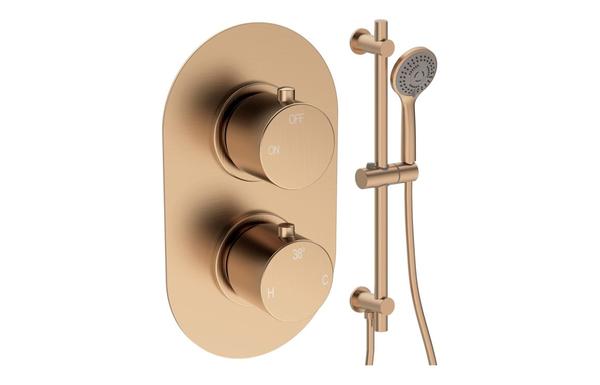 Aura Round Shower Valve & Kit Pack 2 - Brushed Bronze