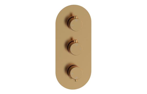 Aura Thermostatic Two Outlet Triple Shower Valve - Brushed Bronze