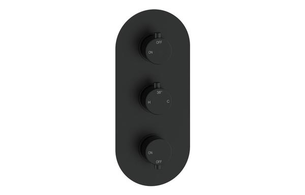 Aura Thermostatic Two Outlet Triple Shower Valve - Matt Black