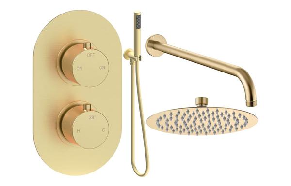 Aura Round Shower Valve & Kit Pack 4 - Brushed Brass