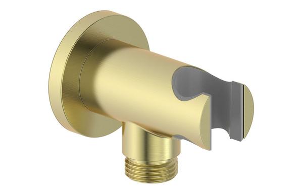 Aura Round Handset Wall Bracket with Wall Outlet - Brushed Brass