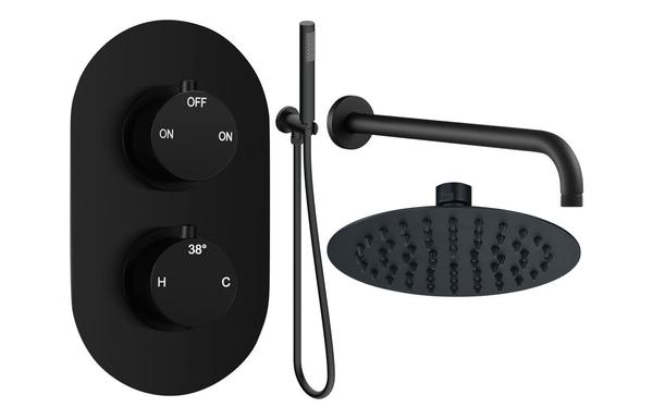 Aura Round Shower Valve & Kit Pack 4 - Matt Black