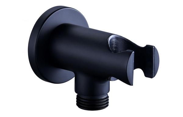 Aura Round Handset Wall Bracket with Wall Outlet - Matt Black