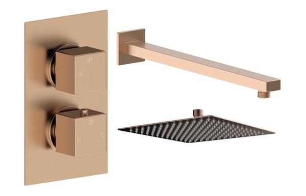 Galaxy Square Shower Valve & Kit Pack 1 - Brushed Bronze