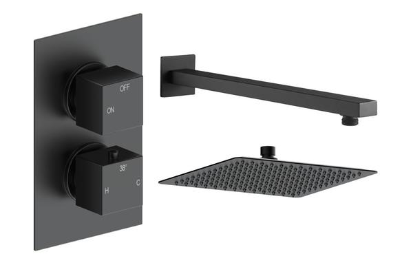 Galaxy Square Shower Valve & Kit Pack 1 - Matt Black