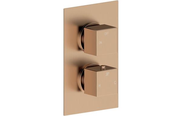 Galaxy Thermostatic Single Outlet Twin Shower Valve - Brushed Bronze