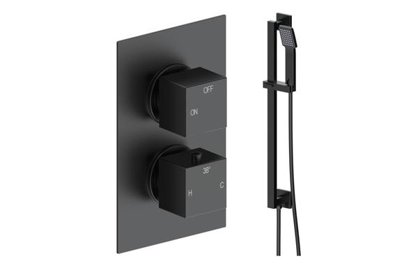 Galaxy Square Shower Valve & Kit Pack 2 - Matt Black
