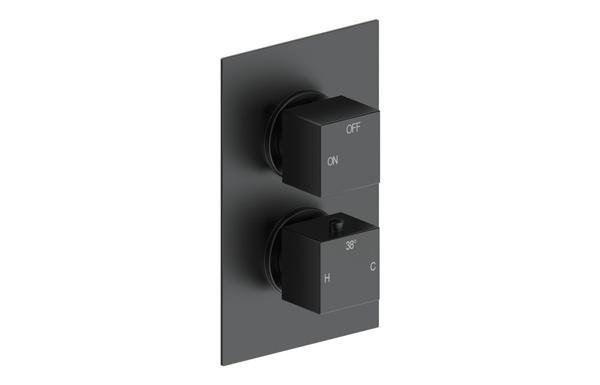 Galaxy Thermostatic Single Outlet Twin Shower Valve - Matt Black