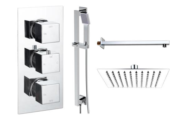 Galaxy Square Shower Valve & Kit Pack 3 - Chrome