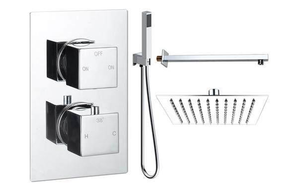 Galaxy Square Shower Valve & Kit Pack 4 - Chrome