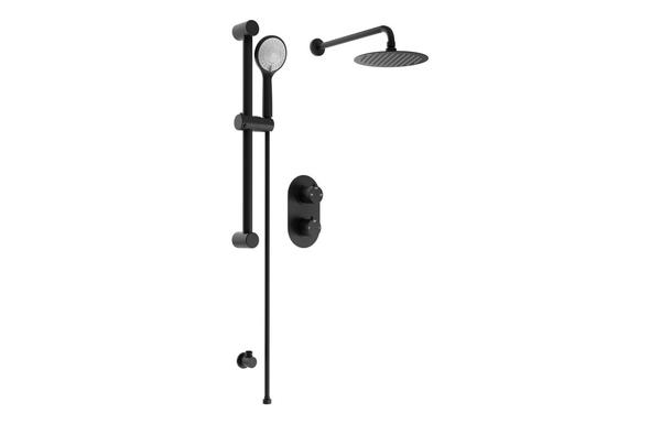 Shower Rail with Round 3 Mode Handset - Matt Black