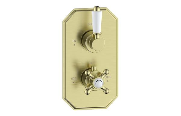 Sapira Traditional Lever Thermostatic Single Outlet Shower Valve - Brushed Brass