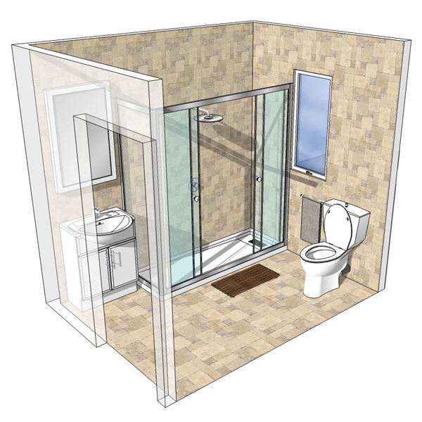 Coram Shower Optima Double Slider Enclosure in a Small Bathroom