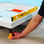 Coram Shower Trays. The shower tray is supplied with factory fitted legs. You simply screw in the hexagonal feet.