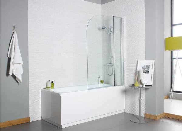 Koncept Straight Bath Shower Screen with Panel Radius Edge 6mm - 1400 x 1000