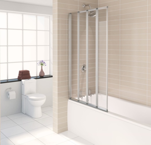 Kartell Aqualux 4 Fold Bath Screen Polished Silver
