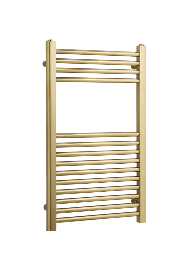 Kartell 22mm Straight Towel Rail 500mm x 800mm - Brushed Brass