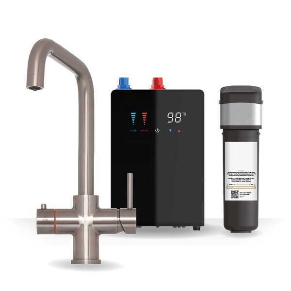 Kartell Brewmaster Brushed Nickel 4-1 square tap with digital tank