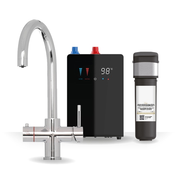 Kartell Brewmaster Chrome 4-1 swan tap with digital tank