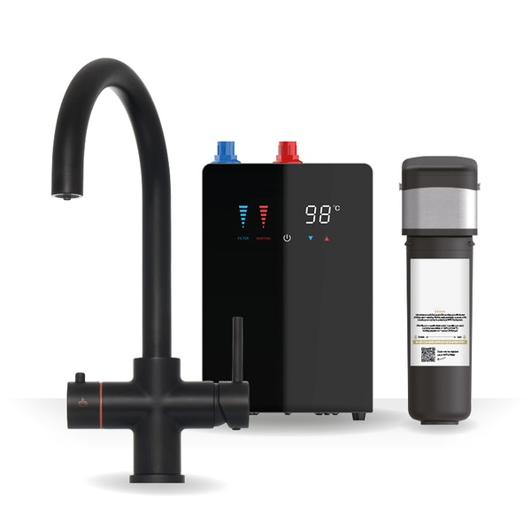 Kartell Brewmaster Matt Black 4-1 swan tap with digital tank
