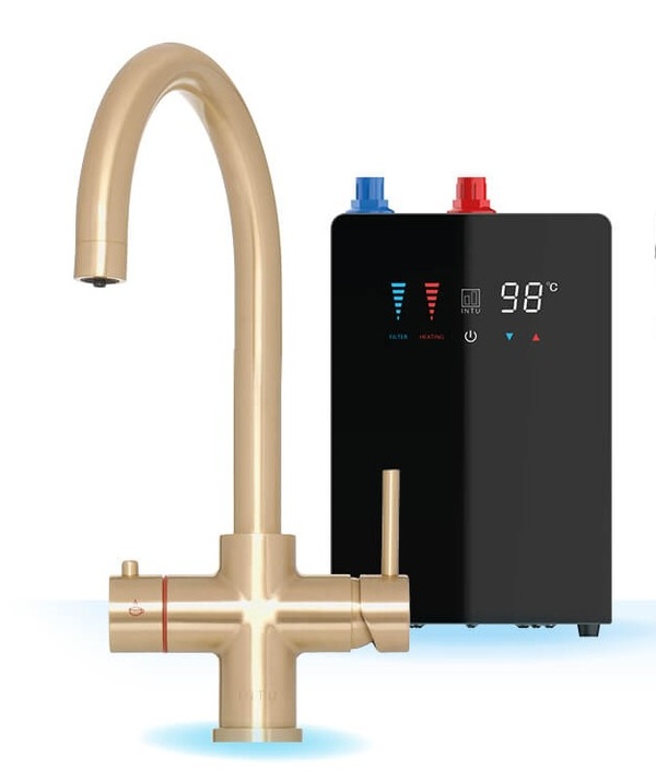 Kartell Brewmaster Brushed Gold 4-1 square tap with digital tank