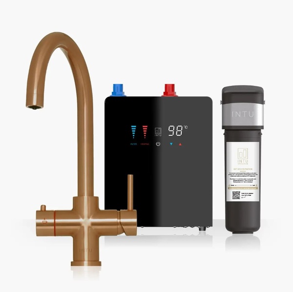 Kartell Brewmaster Brushed Copper 4-1 swan tap with digital tank - 4 Litre tank