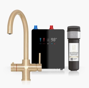 Kartell Brewmaster Brushed Gold 4-1 swan tap with digital tank - 4 Litre tank
